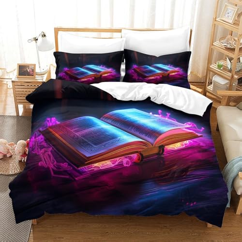 Housse de couette 3D effet lotus linge de lit king fermeture éclair