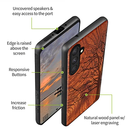 Carveit Wood Case For Samsung Galaxy A54 5G Case [Natural Wood & Black Soft Tpu] Shockproof Protective Cover Unique Wooden Case Compatible With Galaxy A54 5G Case (Eternal Tree-Red Wood) #TOP6