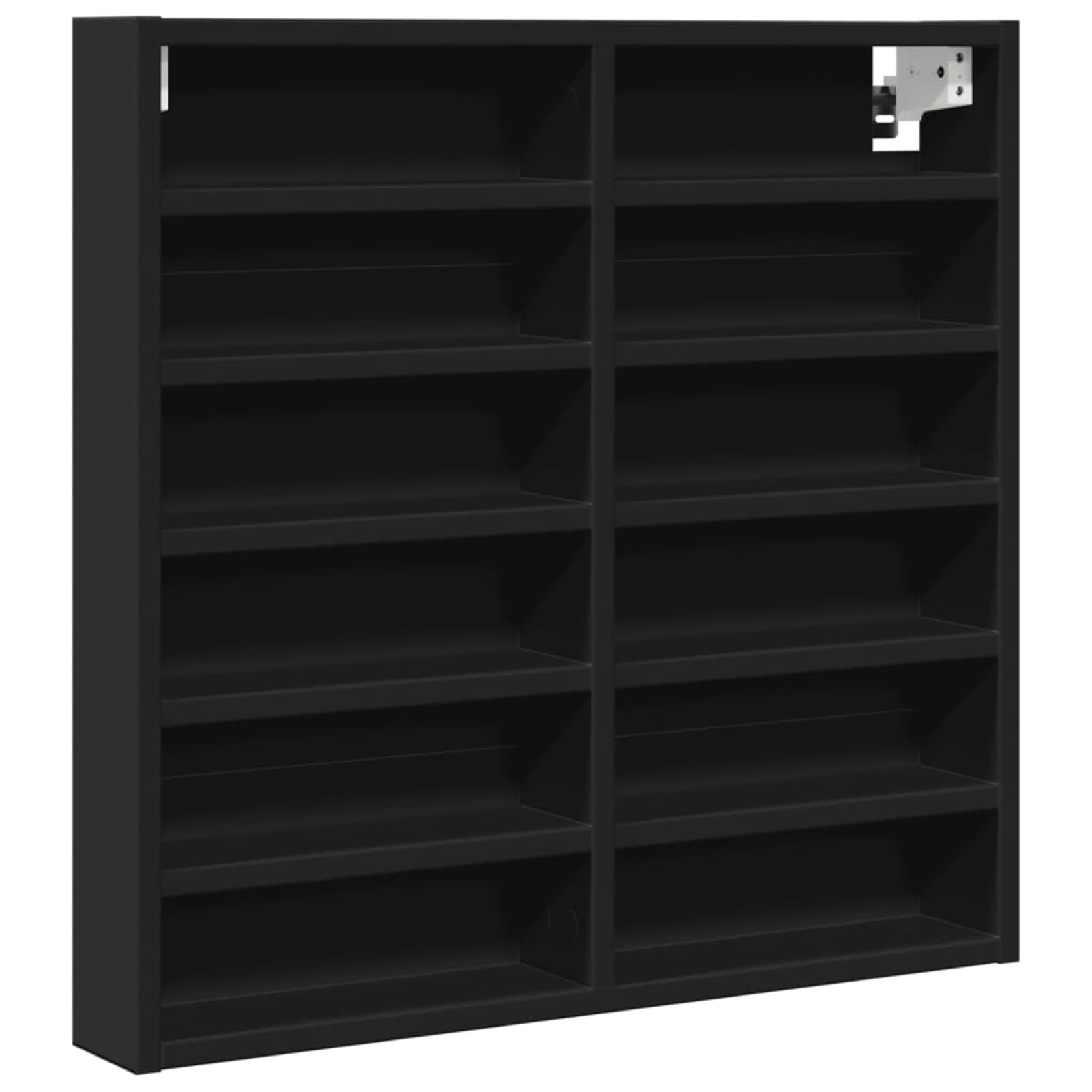 Gecheer Wall Shelves Floating Display Cabinet with 12 Shelves Living Room Office Bedroom Storage Open Shelves Vitrine Cabinet Black 60x8.5x58 cm Engineered Wood