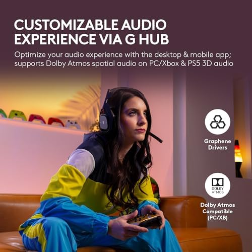 Logitech G Astro A50 Omni-Platform Kablosuz Oyun Kulaklığı + PS5, Xbox, PC için Baz İstasyonu: PLAYSYNC Ses Değiştirici, <16 bit/48 kHz (Konsol), <24 bit/48 kHz (PC), 24 saat Pil, 2.4 GHz ve BT - - Görsel 6