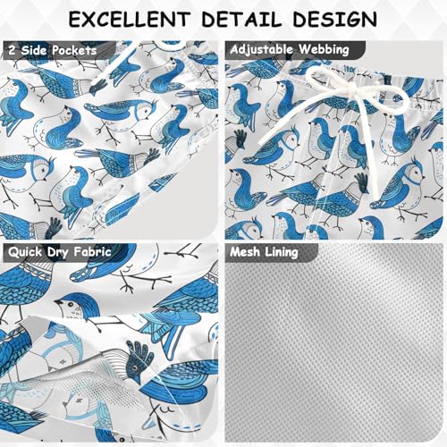 Boys Swim Trunks Blue Birds White Toddler Swim Shorts Boys Bathing Suit Swimsuit Toddler Boy Swimwear 2T 202c16343