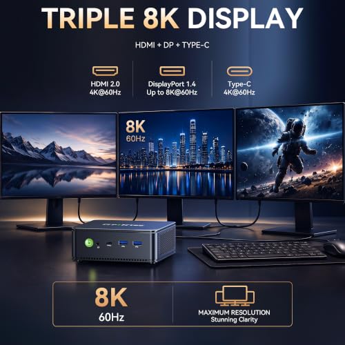 Image of GMKtec M5 S Mini PC AMD Ryzen 5400U 16GB DDR4 RAM (Dual Channel) 512GB SSD | Desktop Computer for Office Home, Dual 2.5G LAN, WiFi 6E, Triple Display, USB-C, HDMI 2.0, DP, BT 5.2