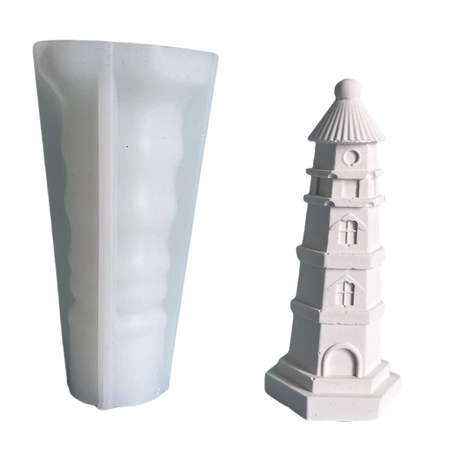 Xjdzineq Silicone Molds 3D Lighthouse Plasters Ornament Cake Casting Soap for Making Epoxy Resin