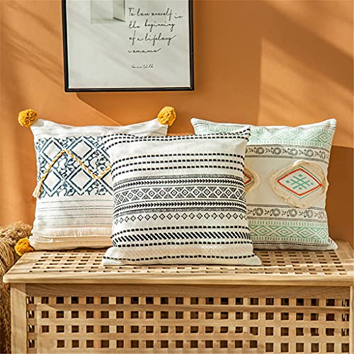 Coussin de canapé 45x45 cm coton tissé doux à pompon et tassels - 6