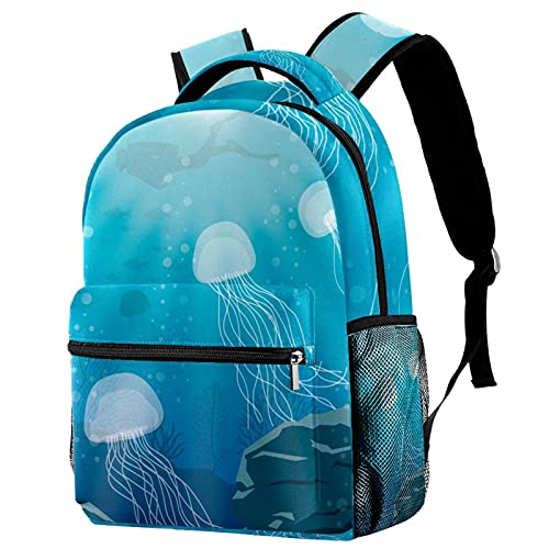 Sac à dos multicolore poissons et méduses au style décontracté