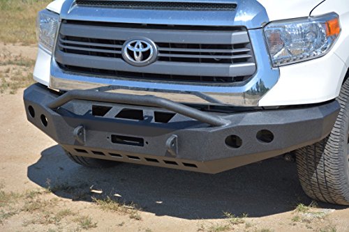 Dv8 Offroad | Fbtt2-01 | Front Bumper Fits 2014-2020 Toyota Tundra | 3Pc Modular Design | Integrated Winch Mount | Bull Bar | Auxiliary Light Cutouts | Steel D-Rings Included, Black #TOP3