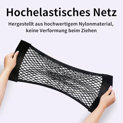 Elastizität Netz, 2 Stück Kofferraum Netztasche Auto, Universal Kofferraumnetz Schutznetz Gepäcknetz Erstreckt Mit Klettverschluss für universal Auto/SUV 40 x 25 cm Schwarz