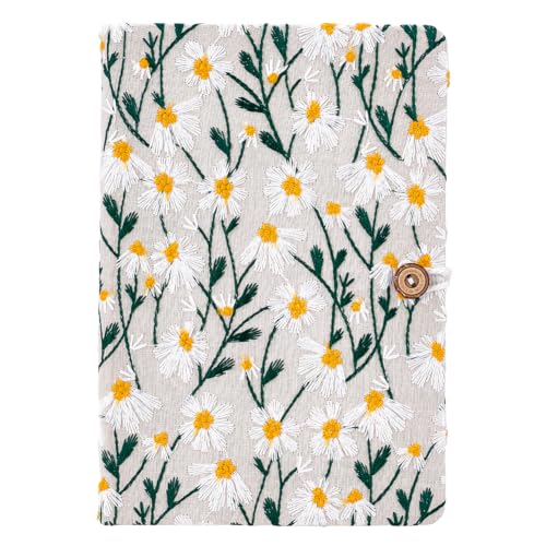 Carnet brodé en coton format A5 carnet de notes ligné floral pour femme
