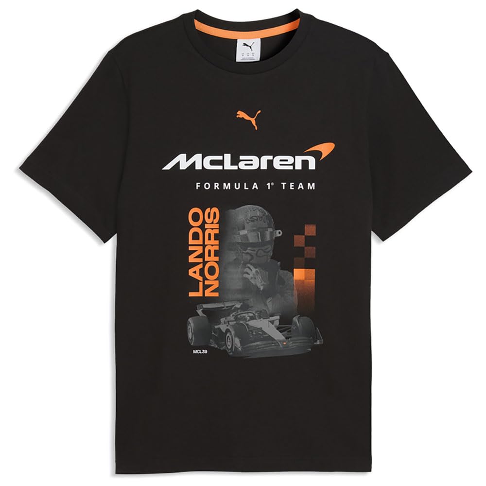 PUMA McLaren F1 Men's Lando Norris Tshirt with Car Graphic & Number 4 - Black - Size: L