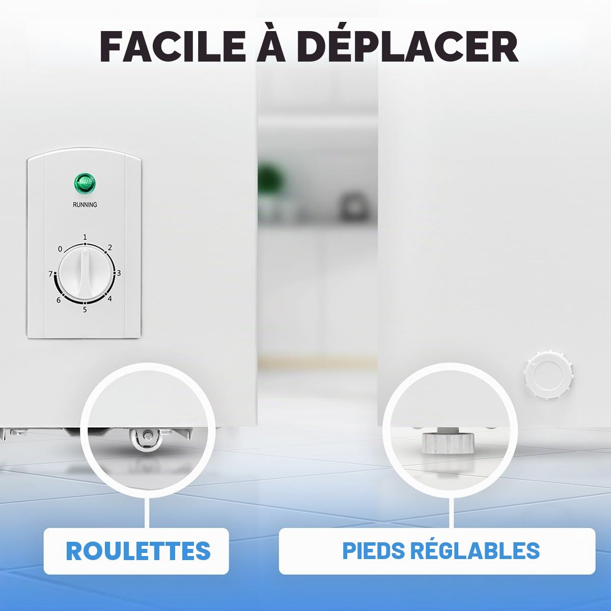 Bomann, Congélateur Coffre 100L Blanc GT7355-4 Étoiles, Température ≤ -18°C, Capacité de Congélation 4,5 kg/24h, Lampe de Contrôle, Réglage Température, Amovible, Roulettes, Idéal pour Famille