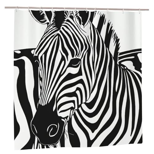 Rideau de douche zèbre en polyester 183x183 cm avec 12 oeillets - 2