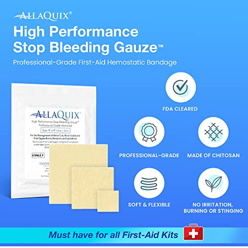 Stop Bleeding Gauze Combo Pack Bundle: AllaQuix High Performance + AllaQuix Lite (Incluye 3 paquetes de alta performance - grande (2"x2") + caja de 20 Lite Calcium Alginate - grande (2"x2")) miniatura 2