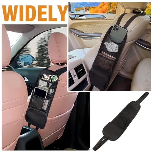 WeddHuis Multifunktionale Autositz Aufhängetasche mit Mehreren Taschen für LKW, Van, SUV, Faltbare Auto Aufbewahrungstasche, Netztaschen, Autositz-Seitenorganisator, Auto Organizer (Schwarz)