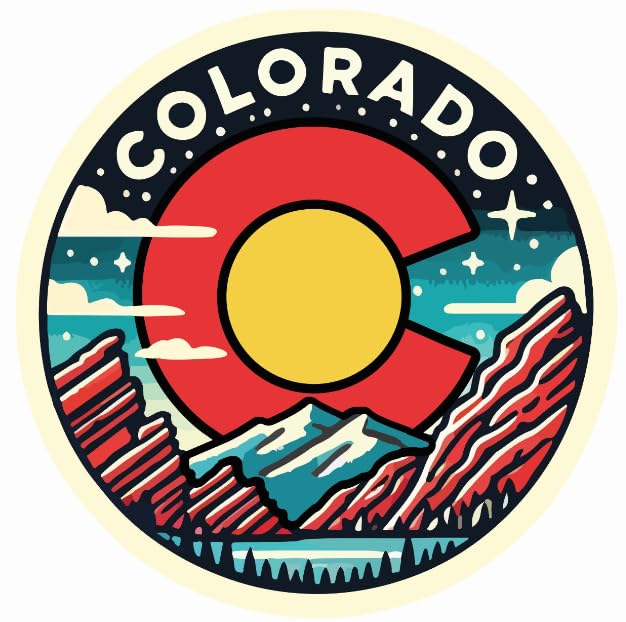 Image of AK - Red Rocks Colorado Vinyl Sticker | Scenic Mountain Decal for Car, Truck, Laptop, Motorcycle, or Window | Waterproof Outdoor Travel Sticker for Any Smooth Surface - 5 inch Inch