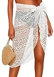 CHICGAL Women's Swimsuit Cover-ups Summer Beach Wrap Shorts Bikini Bathing Suit Sarongs Mini Dress (White Lace)