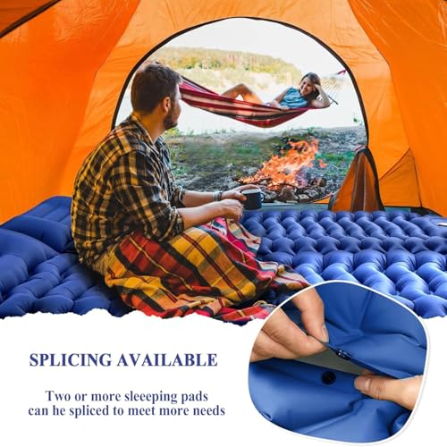 MWZEAUL Selbstaufblasende Isomatte Camping, Isomatte Ultraleicht mit Fußpumpe & Kissen | Luftmatratze Kleines Packmaß, wasserdichte Reisematratze für Camping/Trekking/Angeln/Winter inkl. Reparaturset