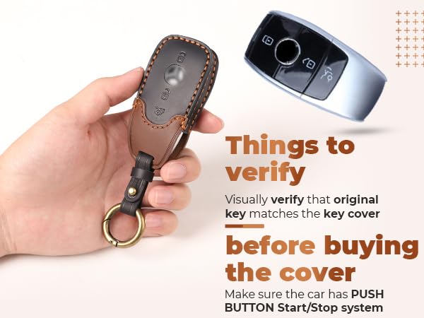 Image of keyzone dual leather key cover for Mercedes-Benz E-Class S-Class A-Class C-Class G-Class 2020 Onwards 4 button smart key