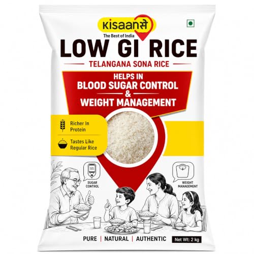 Image of KisaanSay Sugar Control Rice- Telangana Sona Rice (2 KG) | Lab Tested Low Glycemic| Diabetes-Friendly | Unpolished | High in Fiber & Nutrients | Traditionally Milled | Lightweight & Non-Sticky | supports healthy weight & blood sugar