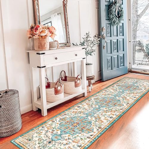 Pauwer Boho Hallway Runner Rug 2x8 Washable Entryway Area Rugs Non Slip Farmhouse Vintage Floor Mat Carpet Runner for Hallways Laundry Room Kitchen Bathroom Bedroom