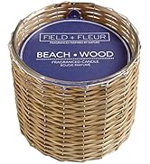 Field + Fleur by Hillhouse Naturals Beach Wood 2 Wick Hand Woven Glass Candle – Peach, Orange Blo...