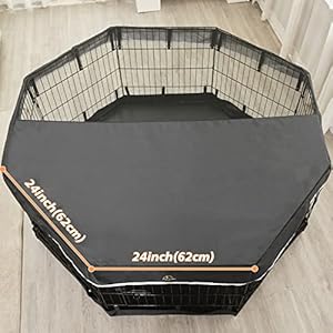   PJYuCien-Foldable-Exercise-Metal-Pet-Playpen-with-Door-Bottom-Pad-and-Top-Cover-Dog-Fence-Puppy-Pen-Rabbit-Yard-Small-Animal-Kennels-IndoorOutdoor-8-Panel-24-W-x-24-H