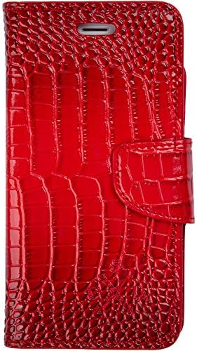 candywirez Case Study Vegan Leather Wallet with Detachable iPhone 6 Plus/6s Plus Case - Patent Red Crocodile