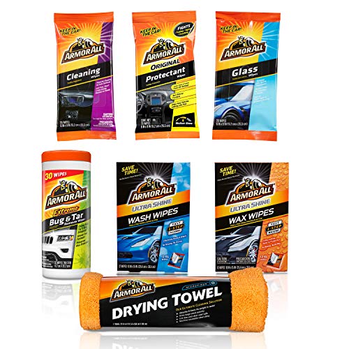 Armor All Car Wash and Interior Cleaner Kit (7 Items) - Includes Towel