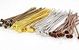 200pc Assorted Mixed Color Flat Head Pins For Jewelry Making- Nickel Free (50mm x 21 gauge)