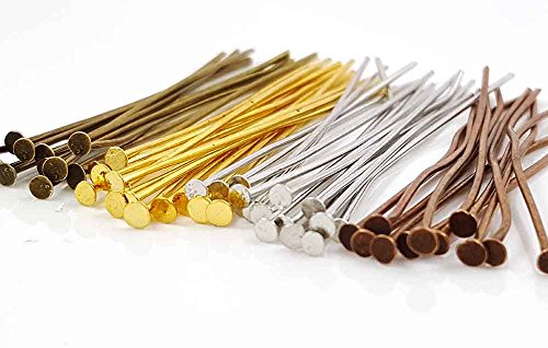 Assorted Mixed Color Flat Head Pins for Jewelry Making- Nickel Free (50mm x 21 Gauge) 2 Inch