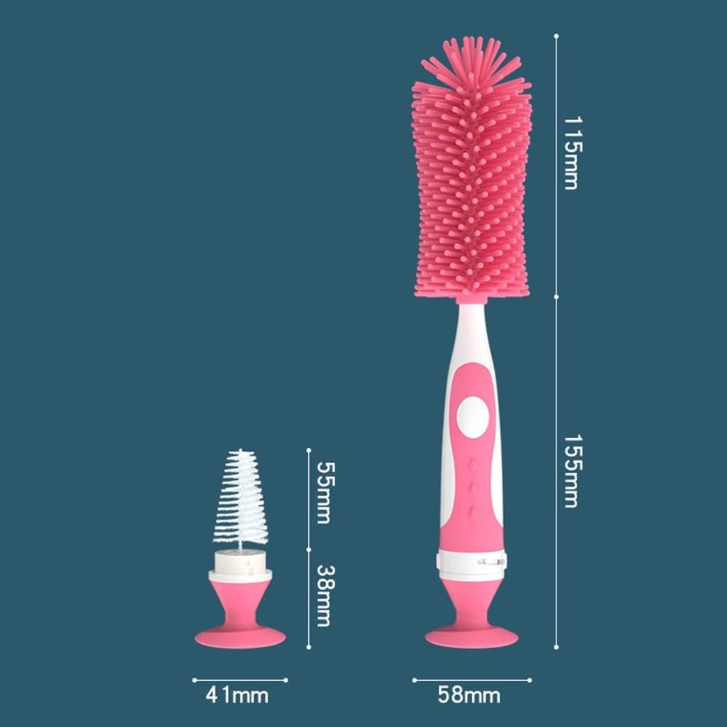 2 in 1 Bottle Brush Food Grade Silicone Pacifier Cup Nipple Teat Cleaning Brushes Suction Handle Design