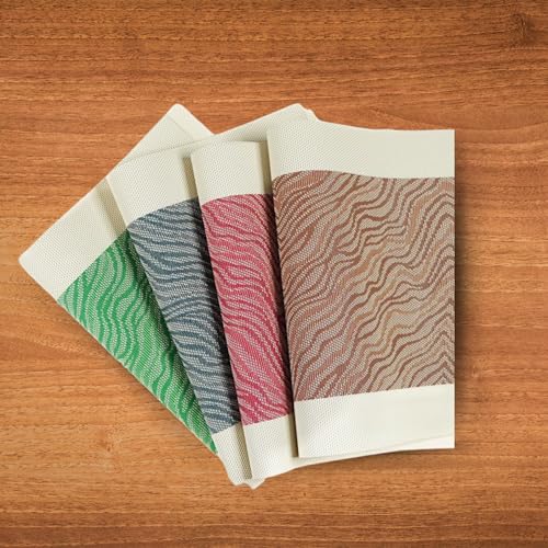 Image of Dining Table Placemats & Runner Set - Heat Resistant, Washable & Stain Resistant Woven Vinyl Mats | Table Runner & 4 Placemats Set for Stylish Dining (45x30 cm Placemats, 180x30 cm Runner)