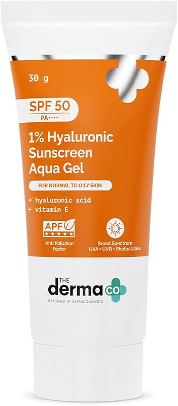 Protetor solar facial The Derma Co 1% Hyaluronic Sunscreen Aqua Gel SPF 50 PA++++, 30 g