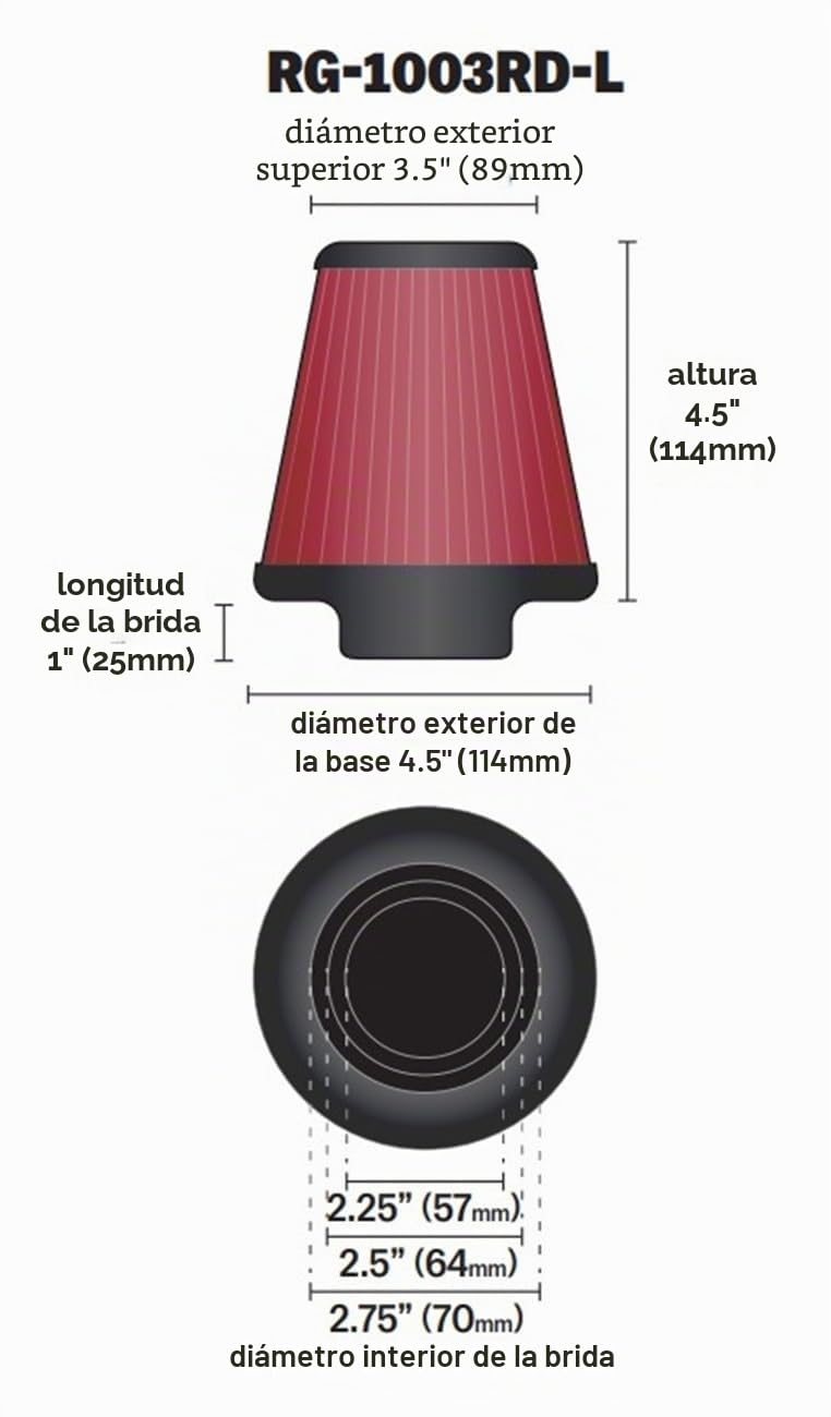 K & N Filters rg-1003rd-l Universal cromado filtro Coche y Moto