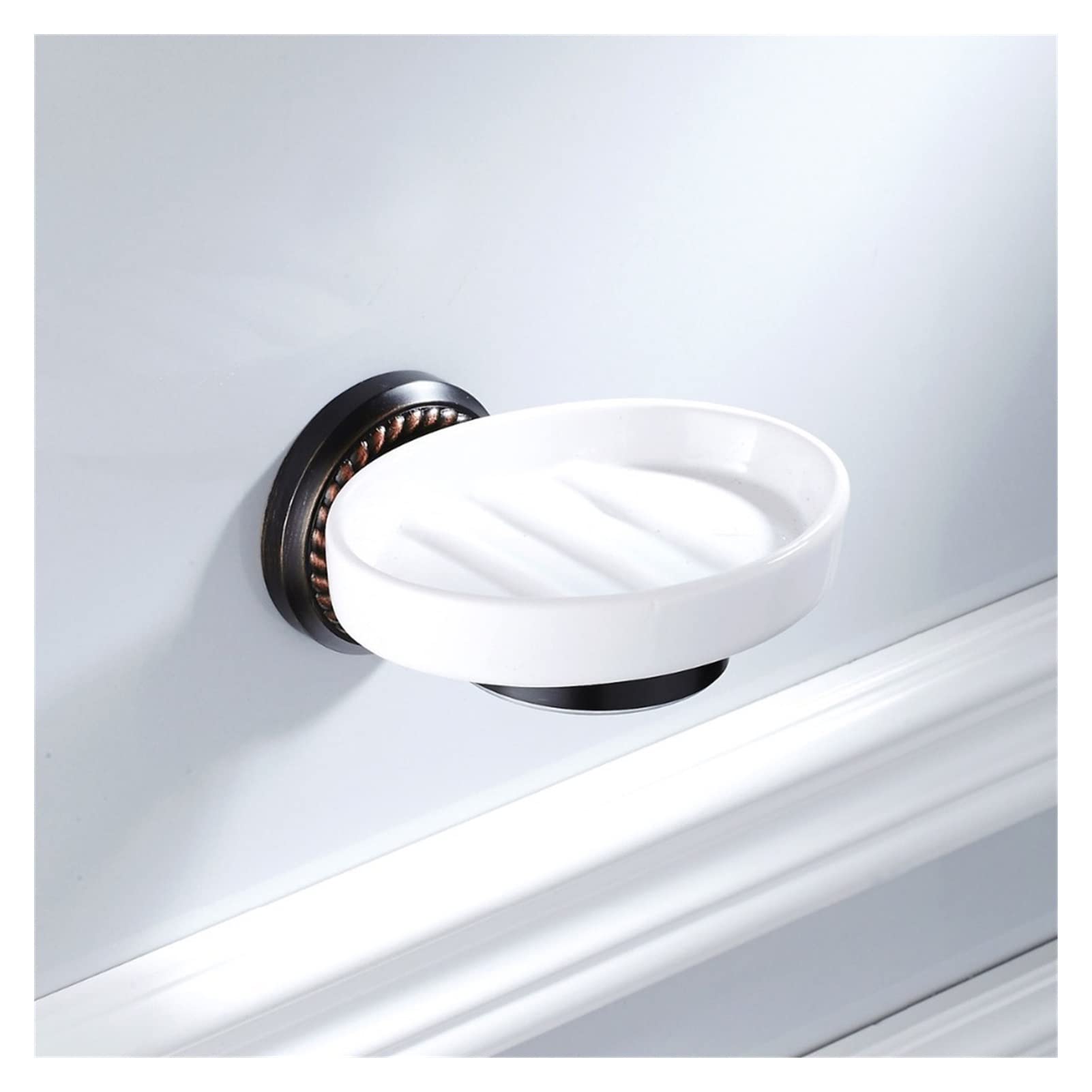 Jabonera Jabonera, jabonera, 1 Pieza, jabonera, jabonera de latón Negro, Accesorios de baño montados en la Pared, Producto, jabonera de latón, Juego de Platos de cerámica