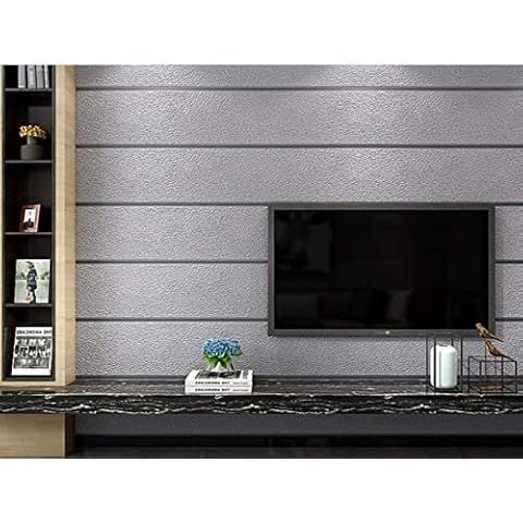 Wallpaper Horizontal Stripe Damask -0.53 x 9.5 m- WXQHYD Grey Non-Woven Wallpaper Wall Decoration Cover