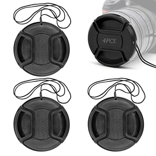 Tapa De Lente 4 Piezas Tapa De Protección De Lente Tapa De Cámara A Presión Tapa De Protección De Lente Tapa De Lente De Pellizco Central Protección De Lente 58mm Con Cable Para Todas Las Cámaras Dslr Cover