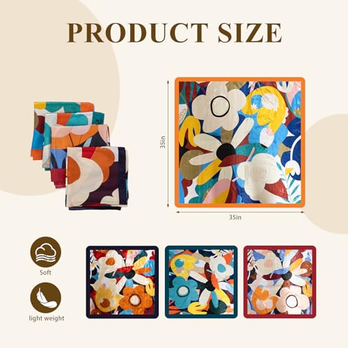 4 Pcs Large Satin Head Scarf，Retro Fashion Headscarf for Women's Hair，35 inches Silk Head Scarves for Women, Multi Functional Fashion Accessories2