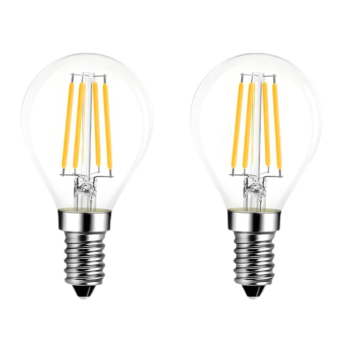 FKLiLEBU 2 Pack G45 LED Mini Globe Bulb E14 4W, Non Dimmable Warm White 2700K Filament