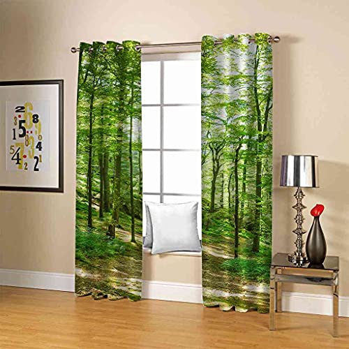 Rideaux thermiques à œillets motif paysage d'arbres verts 3D - 5
