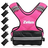 ZELUS Weighted Vest for Men and Women, Adjustable Body Weight Vest Exercise Set for Workouts, 4-10lb/11-20lb/20-32lb with 6 Ironsand Weights for Cardio Strength Training Walking Jogging, 11-20lb. Pink