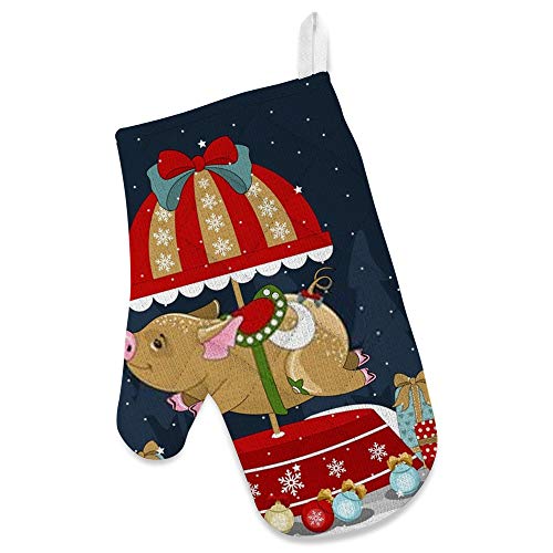 Tablier de cuisine et maniques cochon de Noël textile cuisson - 3