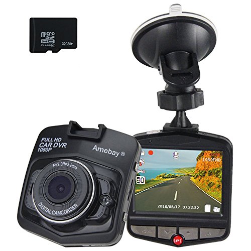 Amebay Car Dash Cam Full HD 1080P Digital Vehicle Camera,170 Wide-Angle View Lens DVR Dashboard Cam Built-in G-Sensor, Loop Recorder with 32GB Micro SD Card