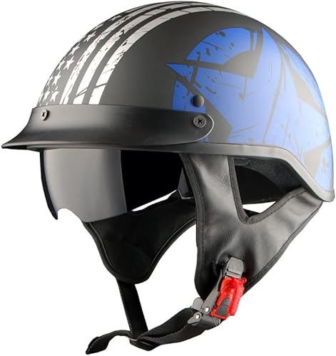 Miniatura 8 de 1Storm Casco de media cara para motocicleta, ciclomotores, scooter piloto con visera ahumada interior retráctil HKY205V