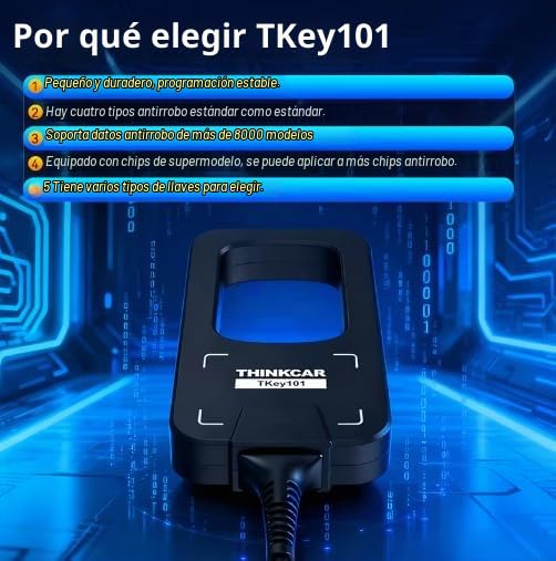 TKEY 101 - Equipo programador universal de llaves de coche con 6 llaves remotas compatibles con sistemas antirrobo