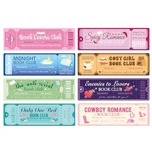 JSRQT Papier Lesezeichen Set 8 Stück Ticket Ästhetische Buchmarker Niedliche Book Clubs Mark Klassische Paper Bookmarks for Reading für Buchliebhaber Mädchen Personalisiert Lesen Von Büchern