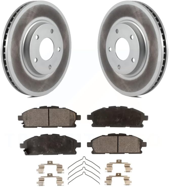 Transit Auto - Front Coated Disc Brake Rotors And Ceramic Pads Kit For 2011-2017 Nissan Quest KGT-100289
