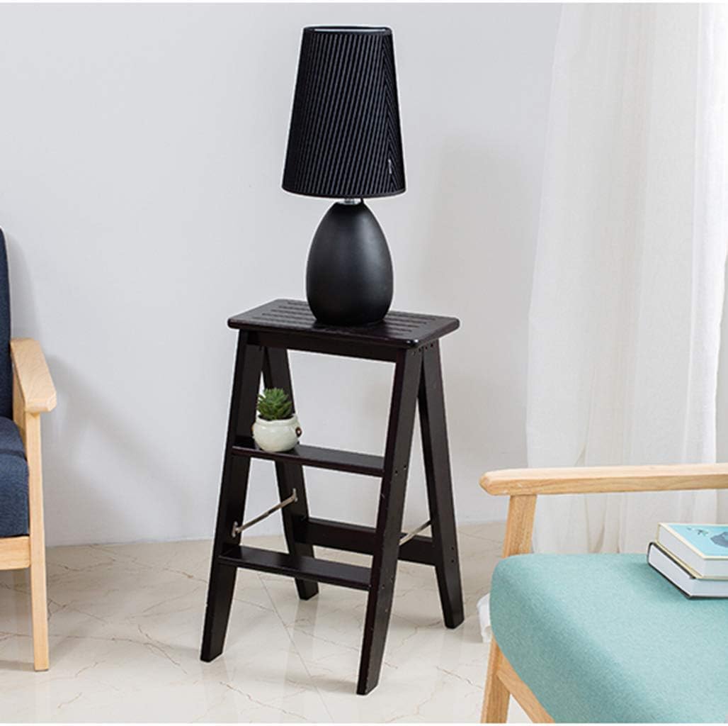 Home Step Stools,Step Stool High Chair Wooden Ladder Staircase Shelf Stepladder Dual-Use Climb Folding Widened Multifunction Safety Household Kitchen Indoor Shoe Rack,B,C