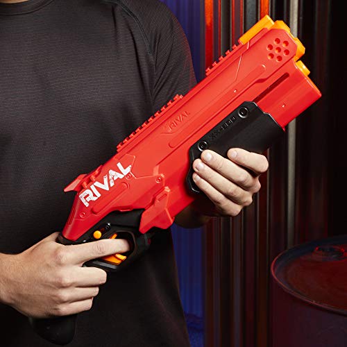 NERF - Rival Takedown XX-800 Blaster: Pistola neumática de acción, con carga posterior y capacidad de 8 balas, 27 m/s, con 8 balas oficiales - Equipo rojo