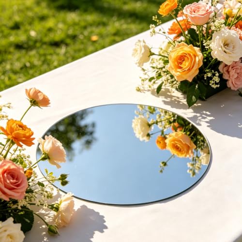 Image of 10 Pack Round Mirror Centerpieces for Tables Decorations, 6 inch Acrylic Circle Mirror Centerpieces Mirror Tray Candle Plate Centerpiece for Wedding Table Decorations Wall Decor (Round, 6inch)