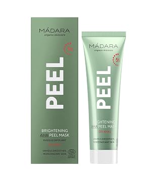 MADARA Brightening 5% AHA Peel Mask 60 ml, Exfoliating Face Mask with AHA Fruit Acids, Lactic Acid and Vitamin C, Helps Smooth Texture and Improve Dull, Uneven-Looking Tone, ECOCERT Certified